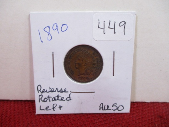 1890 Reverse Rotated Left Indianhead Penny