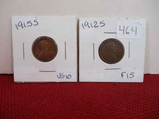 1912-S and 1915-S Wheat Penny Pair