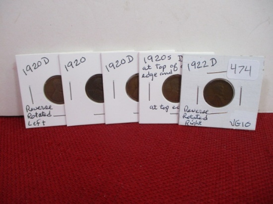 1920's Mixed Wheat Pennies-Lot of 5