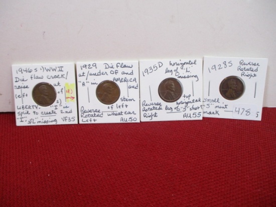 Interesting Wheat Penny Mixed Lot-4 Coins