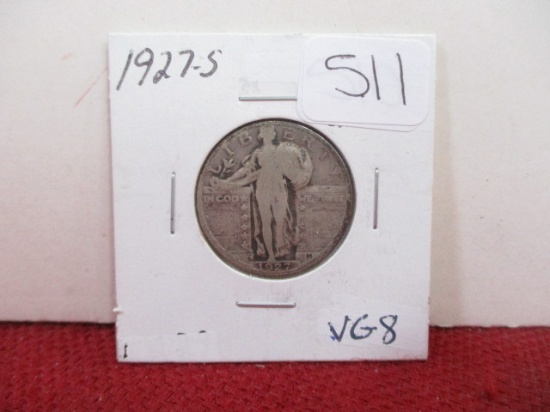 1927-S Standing Liberty Silver Quarter Dollar Coin-B