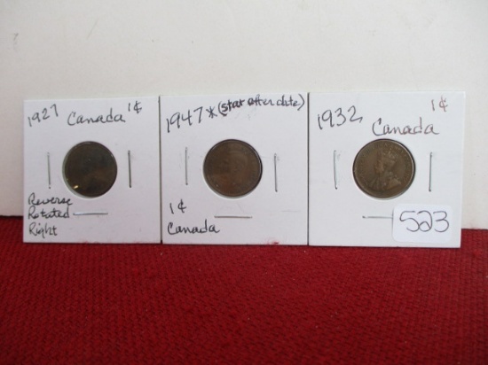 Interesting Canadian Penny Lot-3 Coins