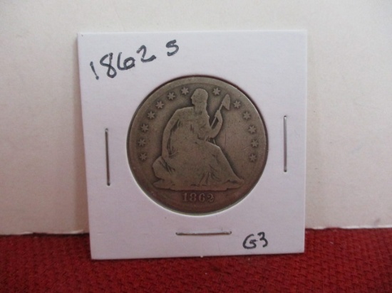 1862-S Seated Silver Half Dollar Coin