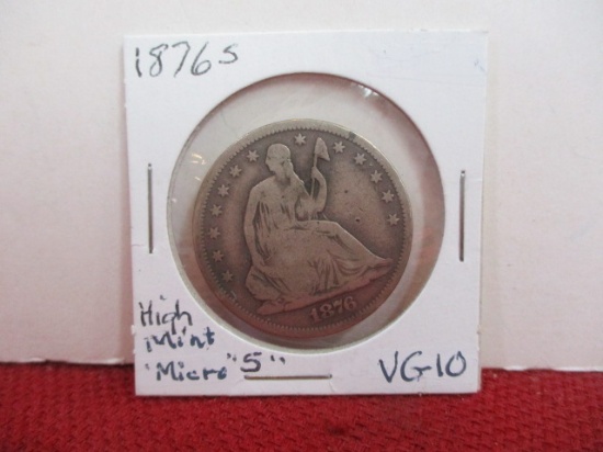 1876-S with High Mint and Micro "S" Seated Silver Half Dollar Coin