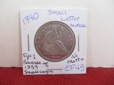 1840 Silver Seated Liberty Half Dollar Coin