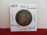 1853 Silver Seated Liberty Half Dollar Coin
