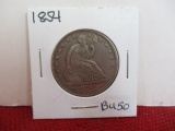 1854 Silver Seated Liberty Half Dollar Coin