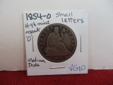 1854-O Small Letters Silver Seated Liberty Half Dollar Coin