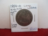 1854-O Large Letters Silver Seated Liberty Half Dollar Coin