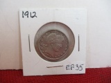 1912 Silver Barber Quarter Dollar Coin
