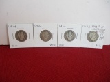1914 and 1914-D Silver Barber Quarter Dollar Coins-Lot of 4