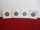1914 and 1914-D Silver Barber Quarter Dollar Coins-Lot of 4