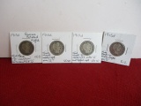 1915-D Silver Barber Quarter Dollar Coins-Lot of 4-A