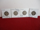 1915-D Silver Barber Quarter Dollar Coins-Lot of 4-C