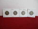 1916 Silver Barber Quarter Dollar Coins-Lot of 4