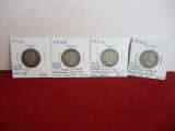 1916-D Silver Barber Quarter Dollar Coins-Lot of 4-A