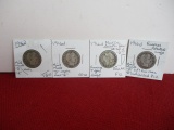 1916-D Silver Barber Quarter Dollar Coins-Lot of 4-C