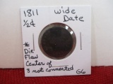 1811 Wide Date Classic Head Half Cent Coin