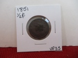1851 Classic Head Half Cent Coin