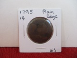 1795 Plain Edge Liberty Cap Large One Cent Coin