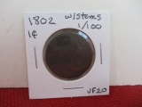 1802 with Stems 1/100 Liberty Cap Large One Cent Coin