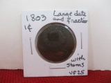 *1803 Large Date and Fraction with Stems Liberty Cap Large One Cent Coin