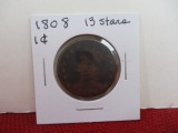 1808 13 Stars Liberty Large One Cent Coin