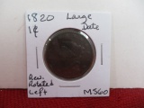 *1820 Large Date Classic Head Large One Cent Coin