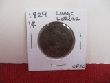 1829 Large Letters Classic Head Large One Cent Coin