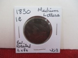 1830 Medium Letters Classic Head Large One Cent Coin