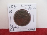 1831 Large Letters Classic Head Large One Cent Coin