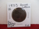 1833 Small Letters Classic Head Large One Cent Coin