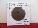 1834 Small 8 Large Stars Classic Head Large One Cent Coin