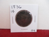1836 Classic Head Large One Cent Coin