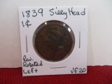 1839 Silly Head Classic Head Large One Cent Coin