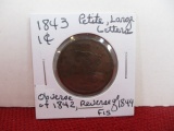 1843 Petite Large Letters Classic Head Large One Cent Coin