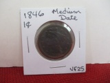 1846 Medium Date Classic Head Large One Cent Coin