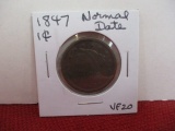 1847 Normal Date Classic Head Large One Cent Coin