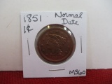 1851 Normal Date Classic Head Large One Cent Coin
