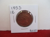 1853  Classic Head Large One Cent Coin
