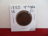 1855  Up Right 5's Classic Head Large One Cent Coin