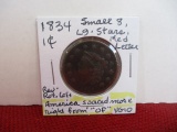 1834 Small 8 Large Stars Medium Letters Classic Head Large One Cent Coin-A