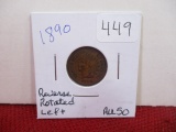 1890 Reverse Rotated Left Indianhead Penny