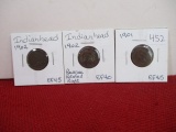 1901 & 1902 Indianhead Pennies-Lot of 3