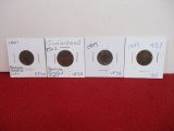 1900's Indianhead Pennies-Lot of 4