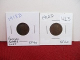 1912-D and 1918-D Wheat Penny Pair