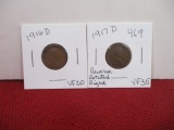 1916-D and 1917-D Wheat Penny Pair