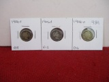 1906 Barber Silver Dimes-3 Different Mint Marks