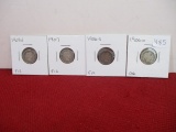 1906 and 1907 Barber Silver Dimes-Lot of 4