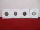 Early 1900's Barber Silver Dimes-Lot of 4
